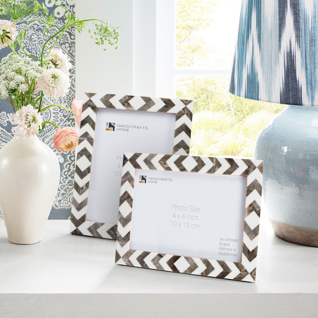 Picture Frame Lisbon Cortica Collection Resin Inlay Brown & White – 3 sizes(Pack of 2)