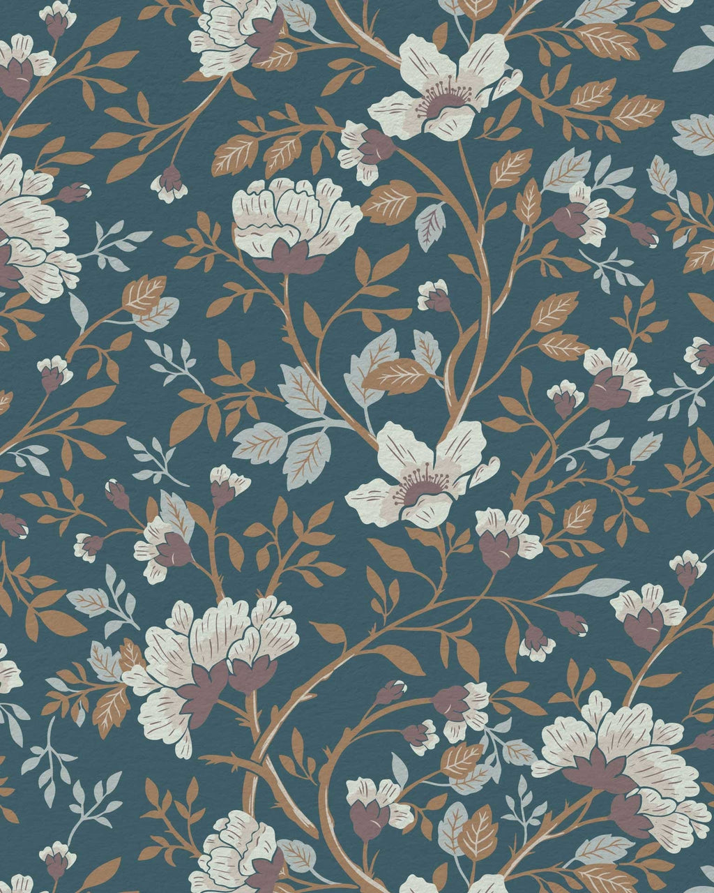 Camellia Study Wallpaper in Cobalt Dust