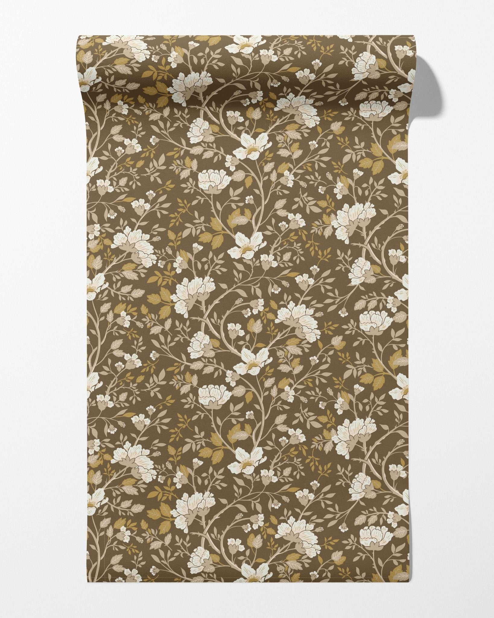 Camellia Study Wallpaper in Golden Vine