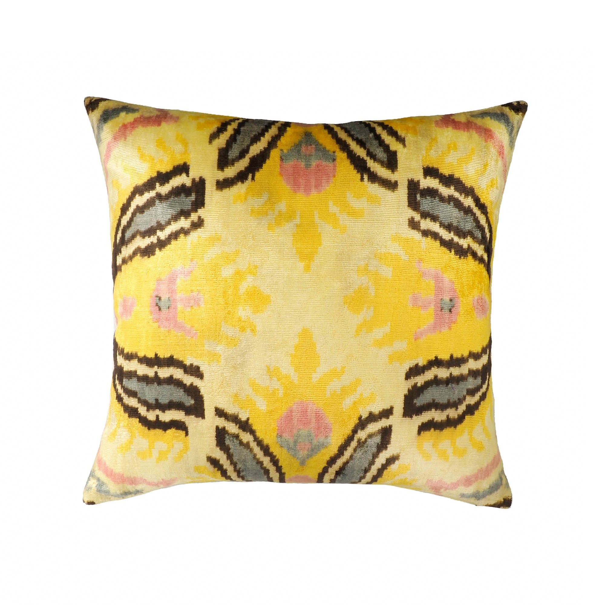Canarias Silk Velvet Ikat Throw Pillow Cover 20 X 20