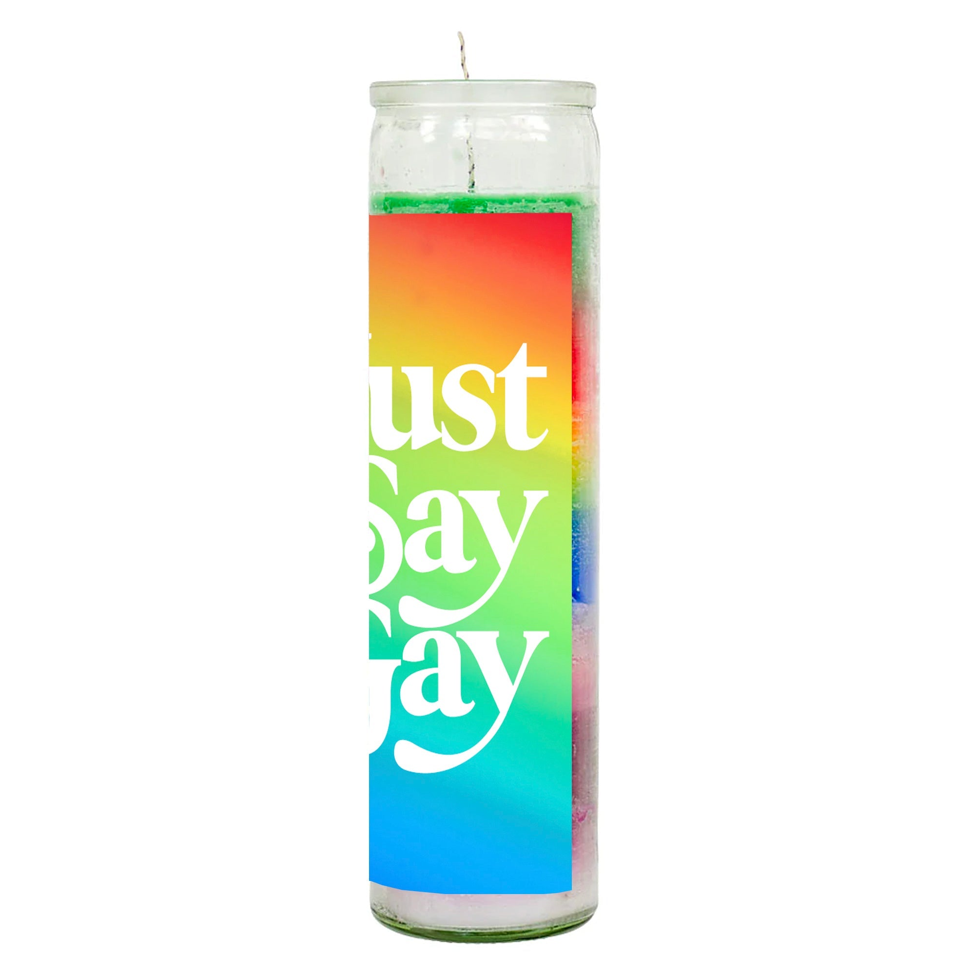 Just Say Gay Rainbow Candle