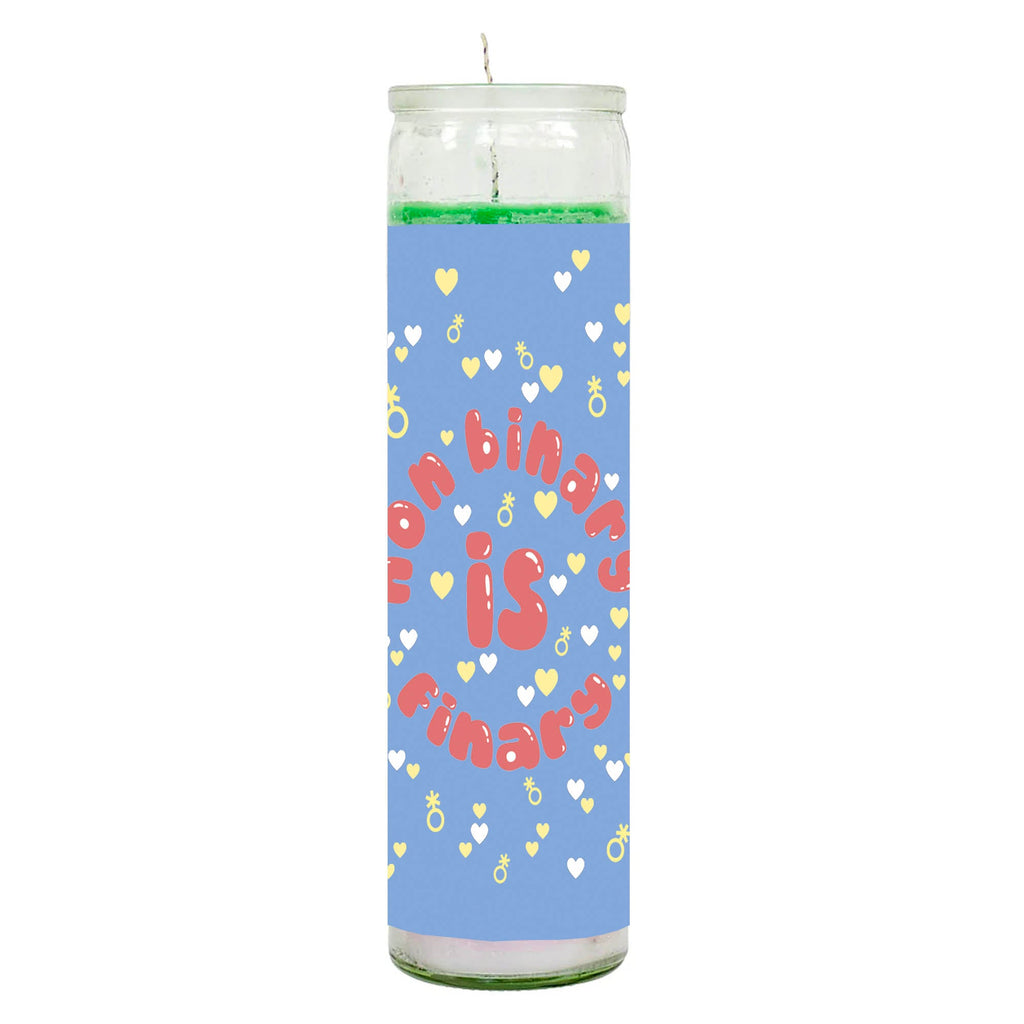 Nonbinary Is Finary Rainbow Candle