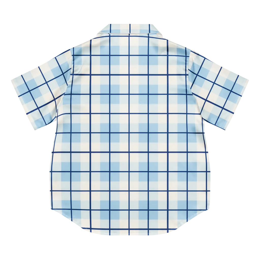 Silky Capri Blue Madras Pajama Top - Relaxed Fit - DipaliZ