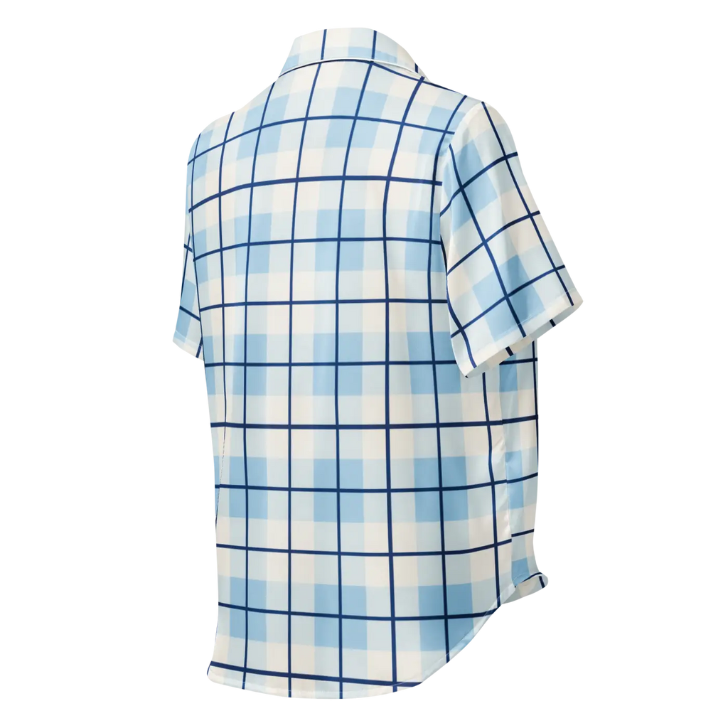 Silky Capri Blue Madras Pajama Top - Relaxed Fit - DipaliZ