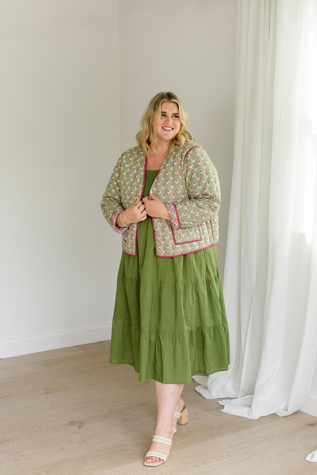 The Emily *Reversible* Quilted Jacket in Pistachio Pink