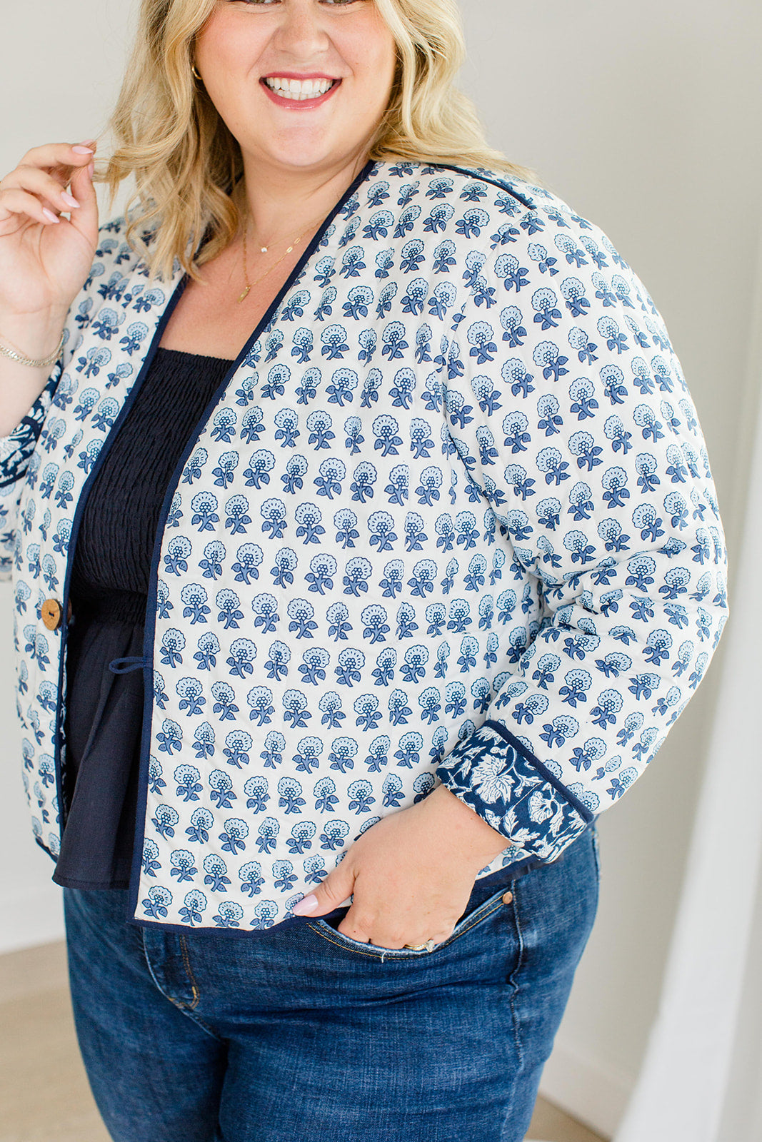 The Emily *Reversible* Quilted Jacket in French Navy