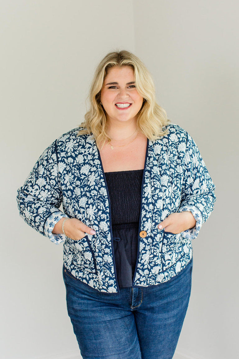 The Emily *Reversible* Quilted Jacket in French Navy