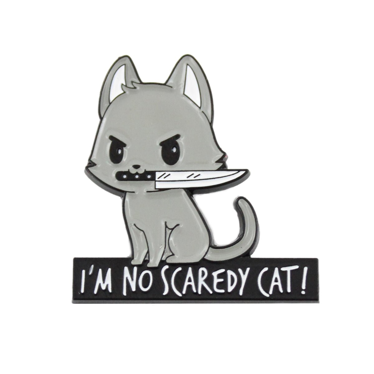 "I'm No Scaredy Cat" Pin – Funny Cat Enamel Pin for Collectors