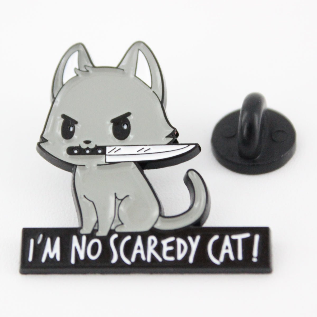 "I'm No Scaredy Cat" Pin – Funny Cat Enamel Pin for Collectors