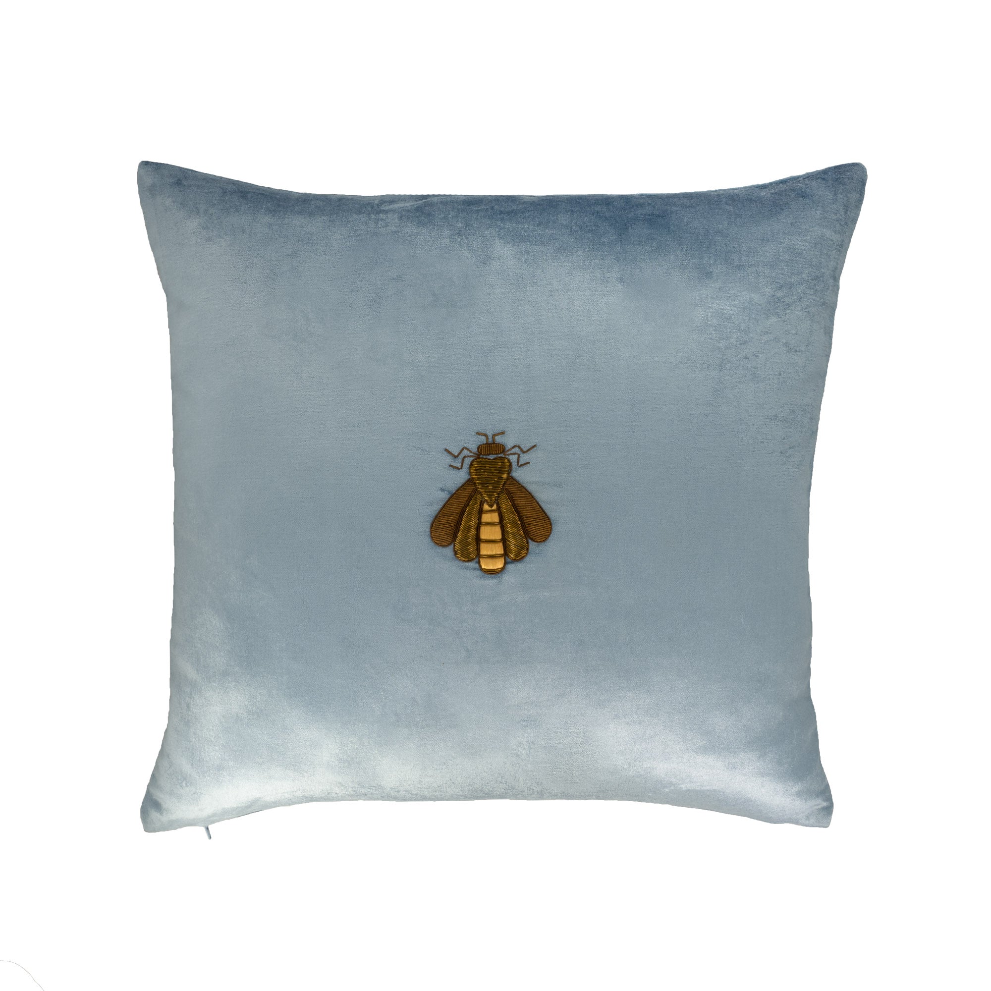 Cerulean Bee Silk Velvet Throw Pillow Cover 20 X 20