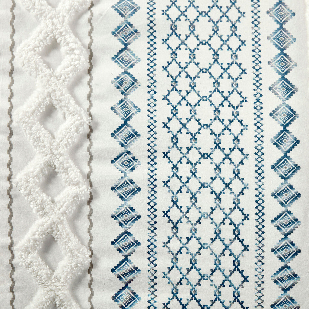 King/Cal King Cotton Printed Duvet Cover Set with Chenille