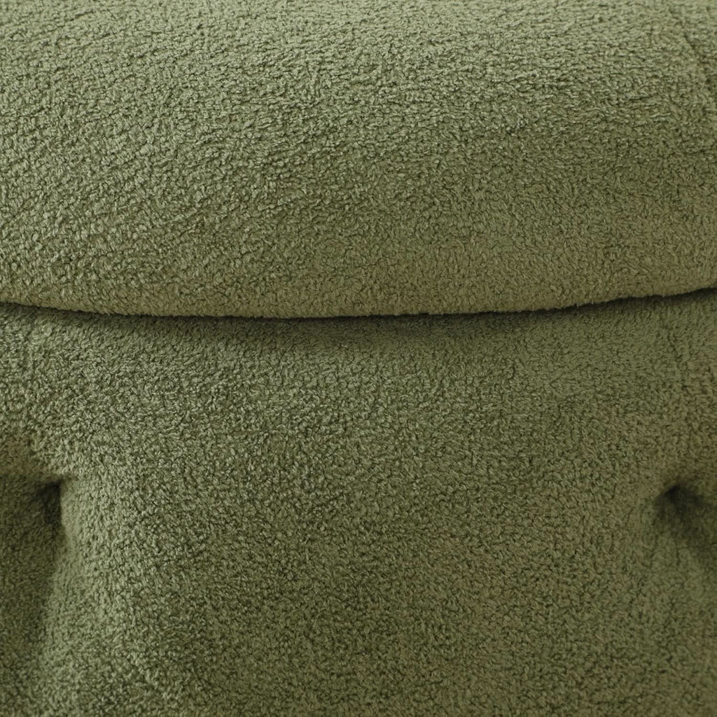 Circular Moss Green Storage Ottoman Diamond Tufted