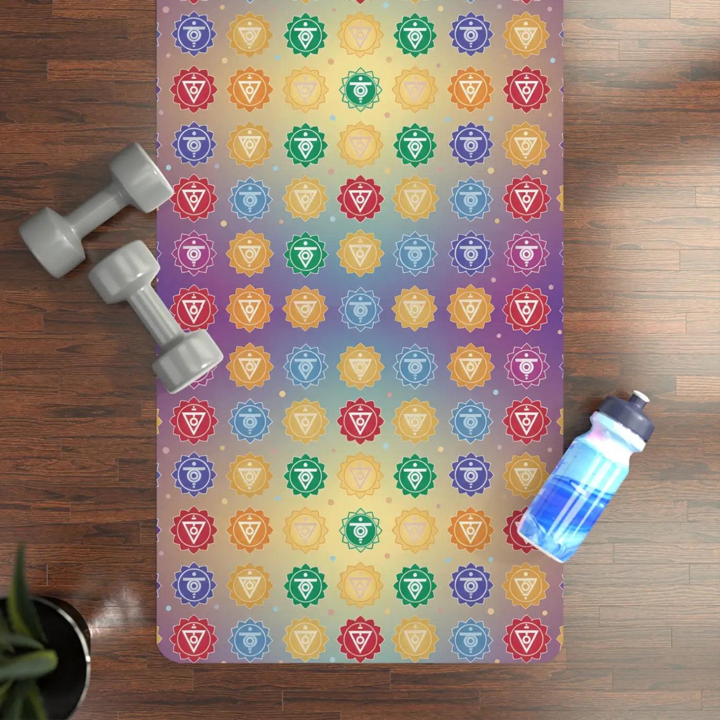 Rainbow Chakra Mandala Rubber Yoga Mat - Suede Microfiber - Dipaliz