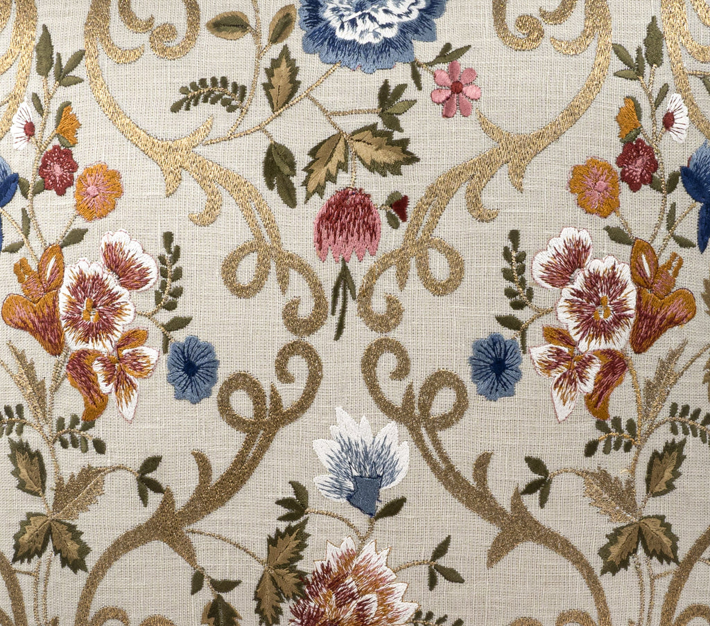 Chantilly Embroidered Linen Throw Pillow Cover 18 X 18