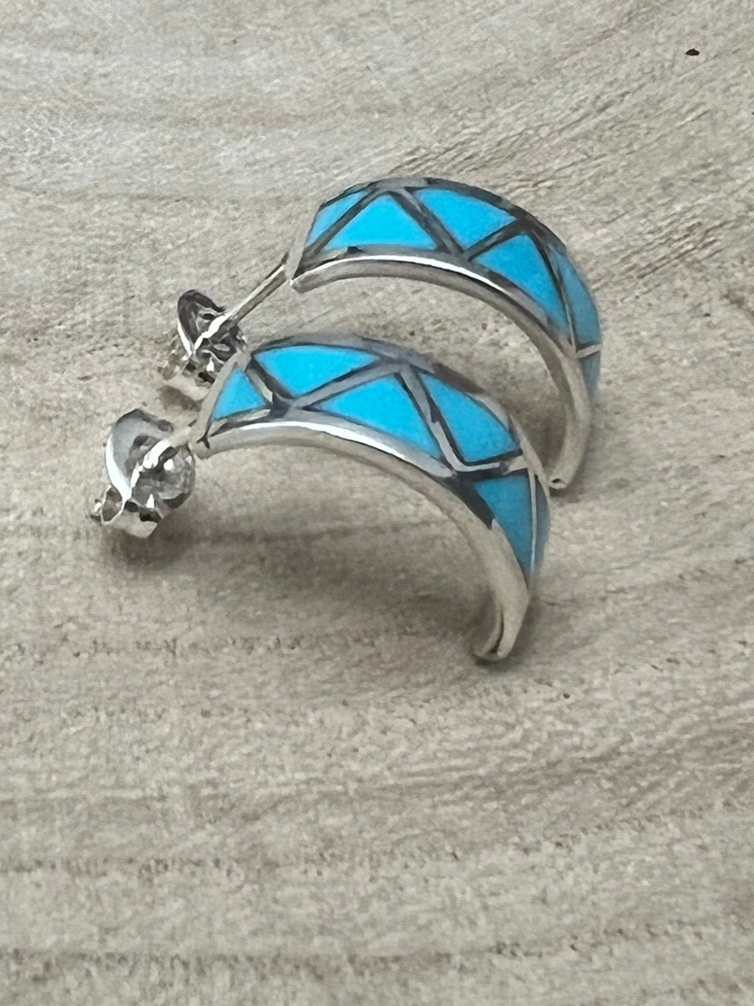 Charlene Sice Turquoise Inlay & Sterling Silver Earrings