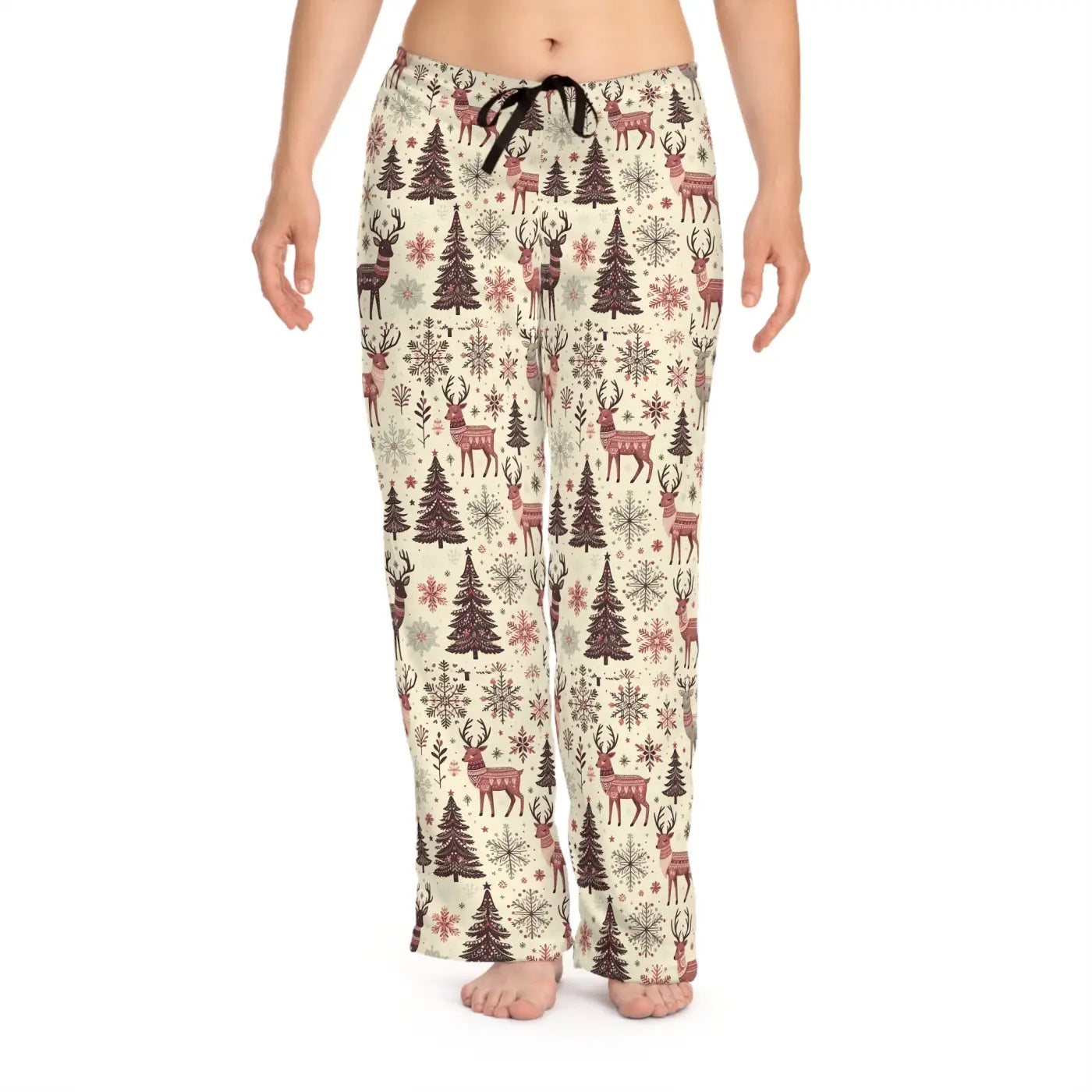 Christmas tree and reindeer pattern, Women's Pajama Pants (AOP)