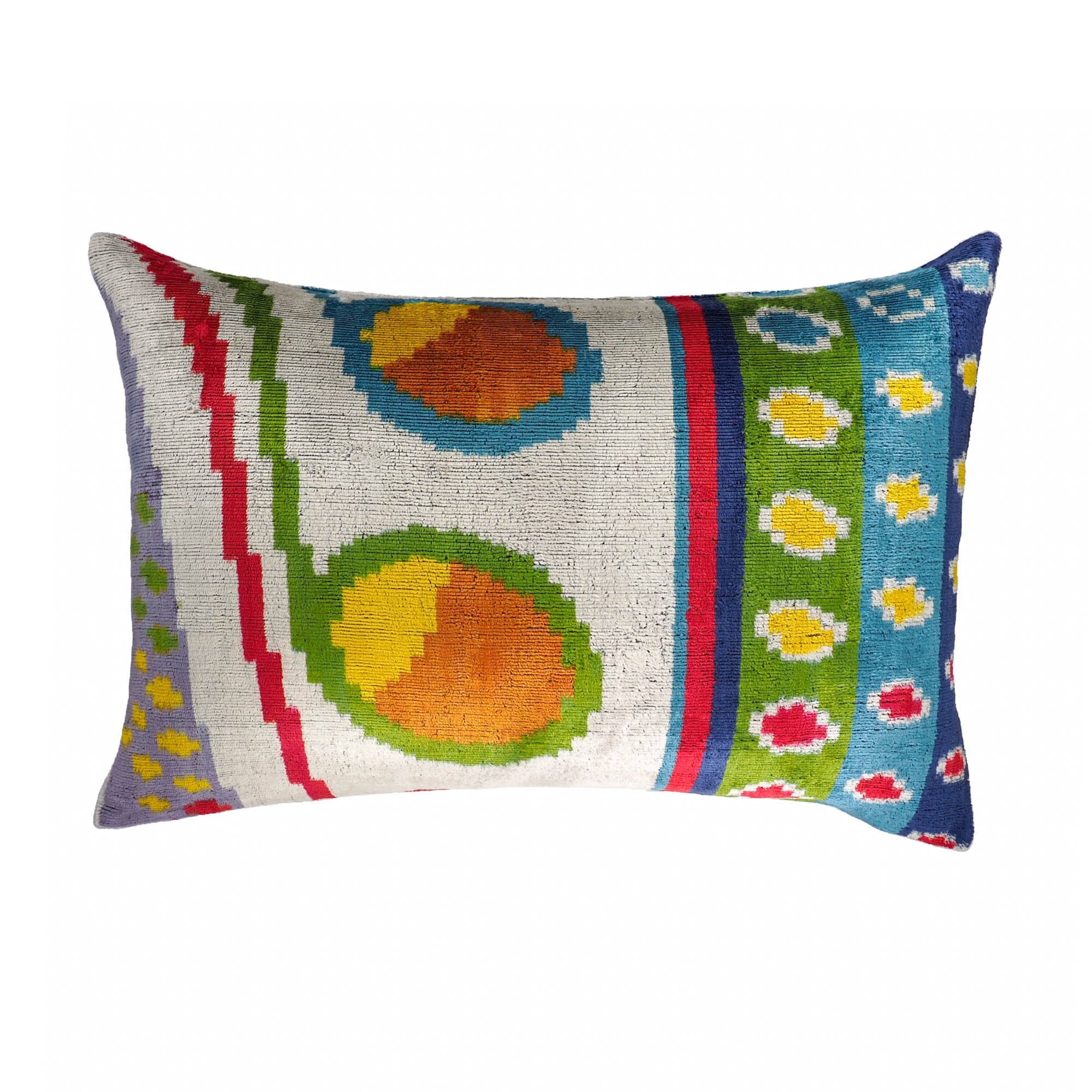 Circus Silk Velvet Ikat Throw Pillow Cover 16 X 24