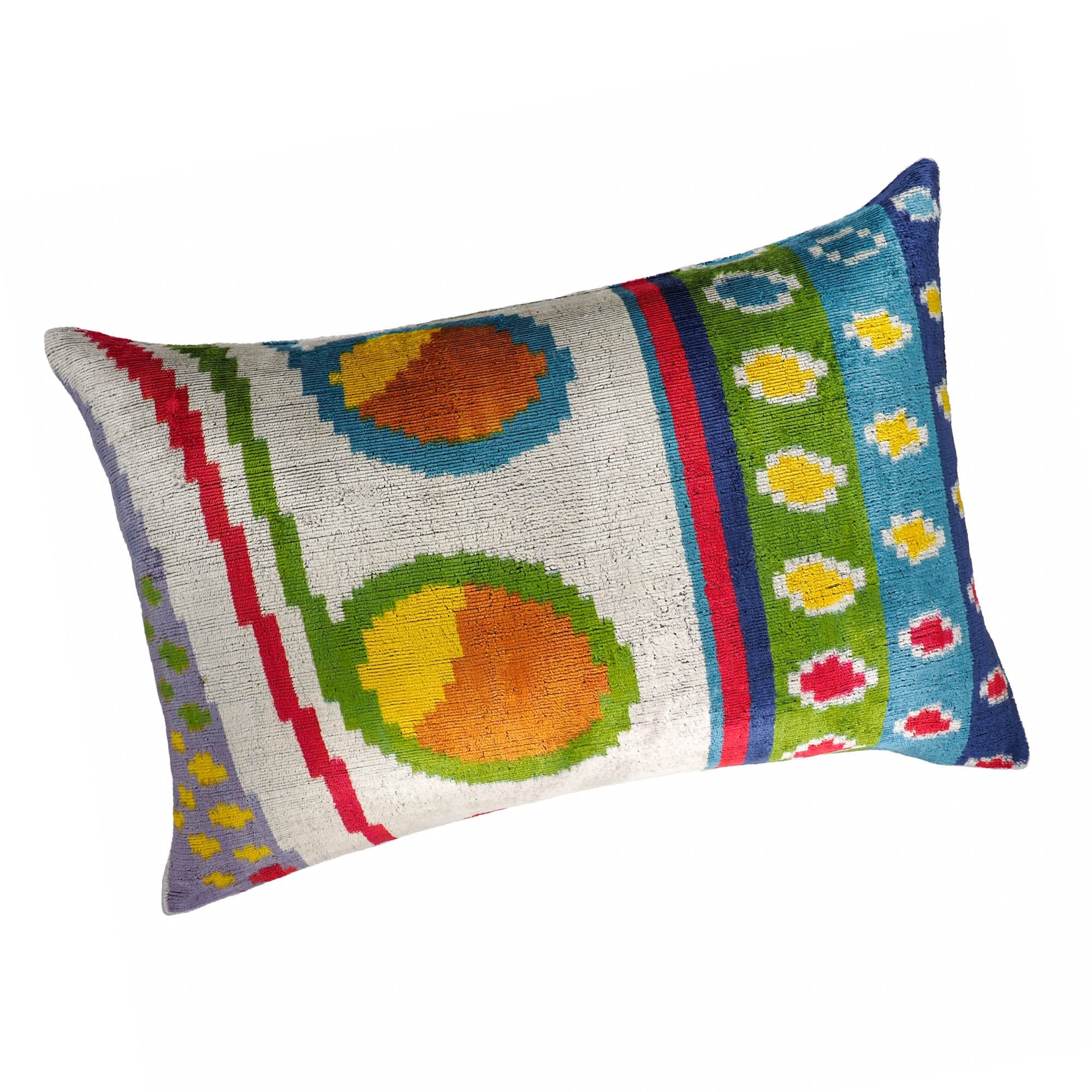 Circus Silk Velvet Ikat Throw Pillow Cover 16 X 24