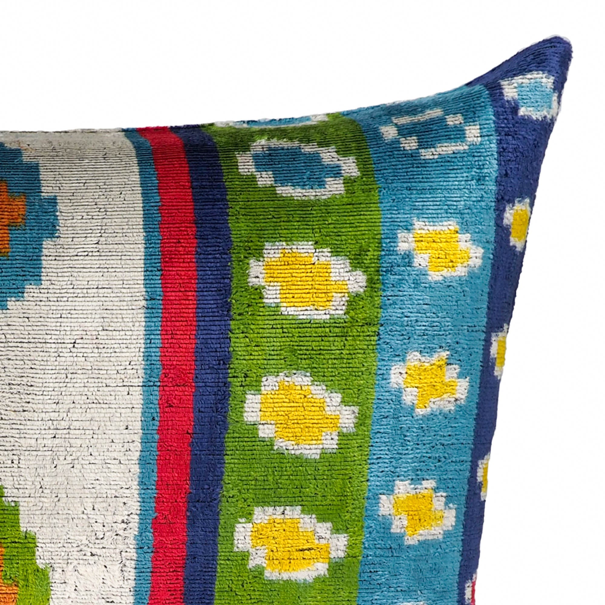 Circus Silk Velvet Ikat Throw Pillow Cover 16 X 24
