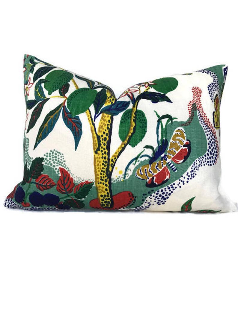 Citrus Garden Linen Pillow Cover, Schumacher Textiles