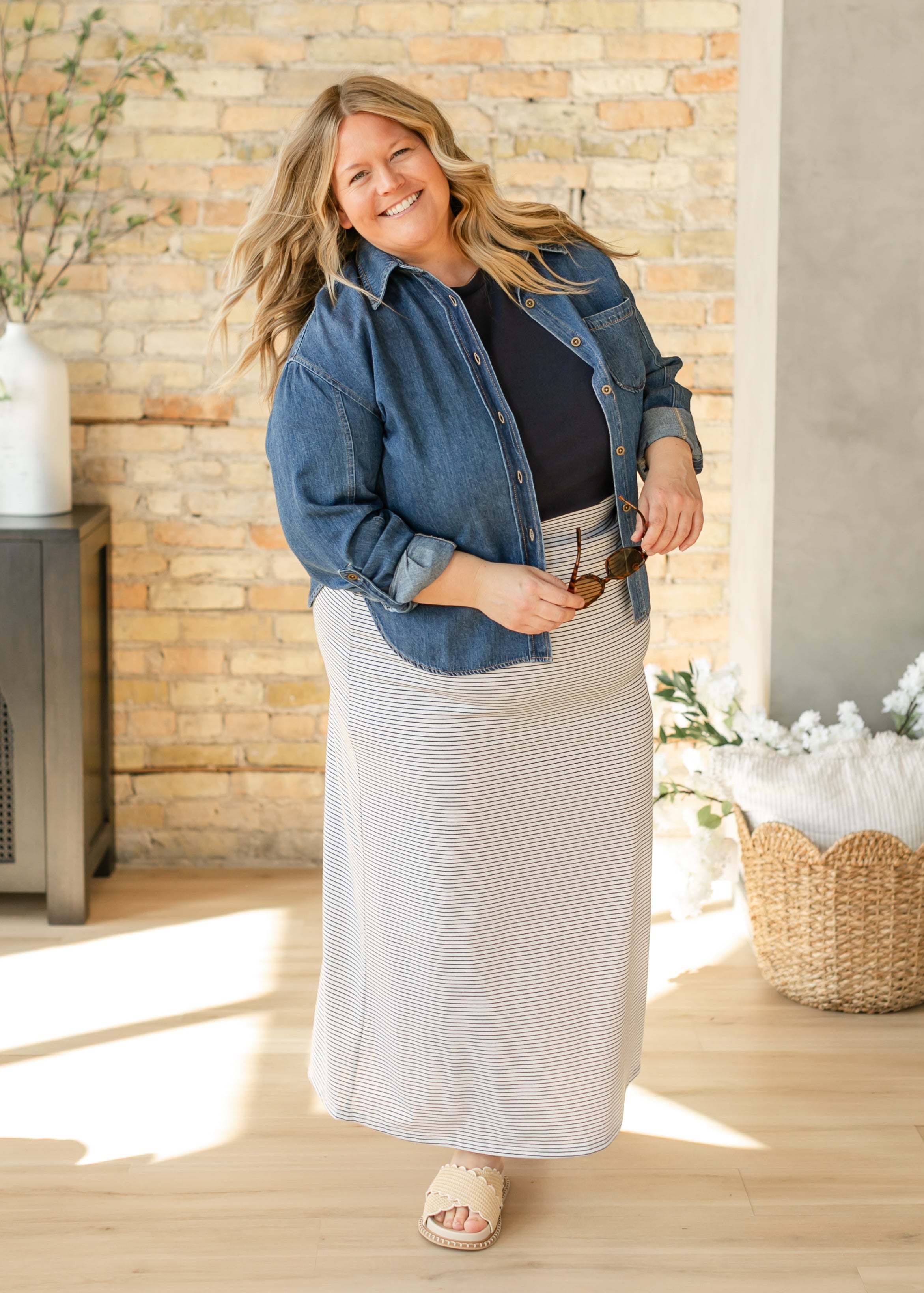 Clarise Striped Premium Knit Maxi Skirt - FINAL SALE