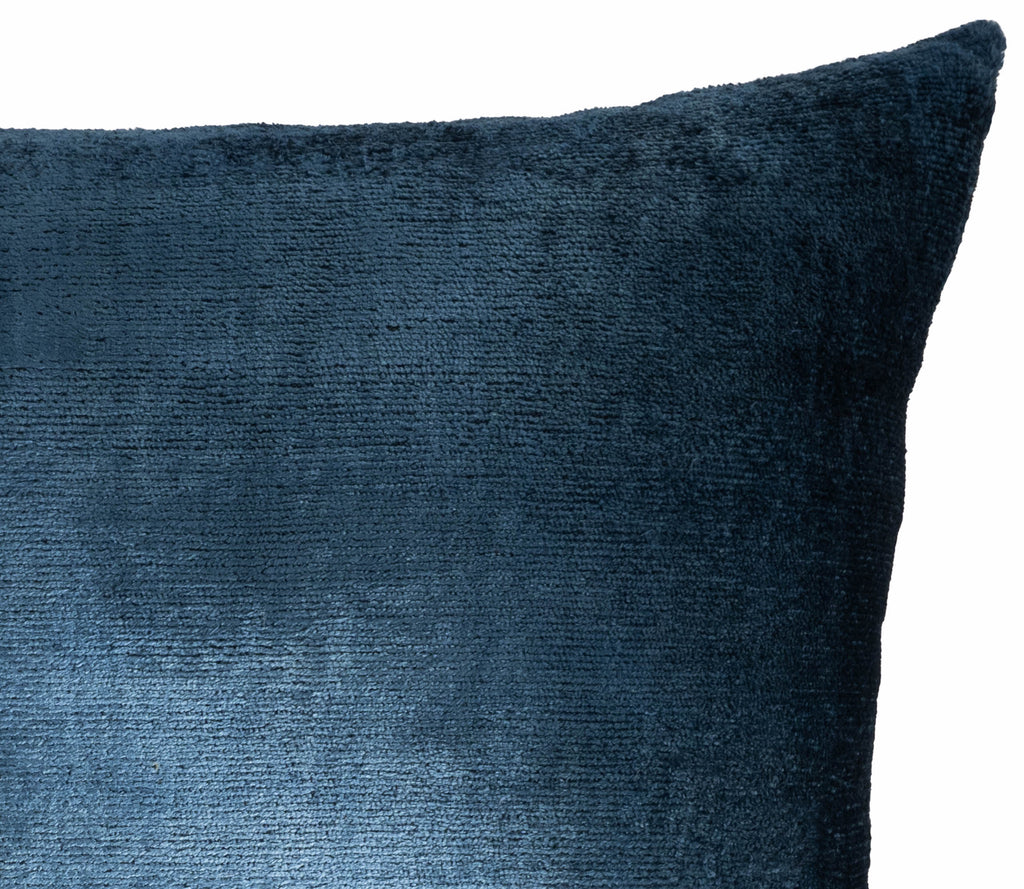 Coastal Blue Silk Velvet Ikat Pillow Cover, 16 X 24