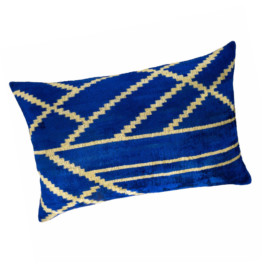Coastal Silk Velvet Ikat Pillow Cover 16 X 24