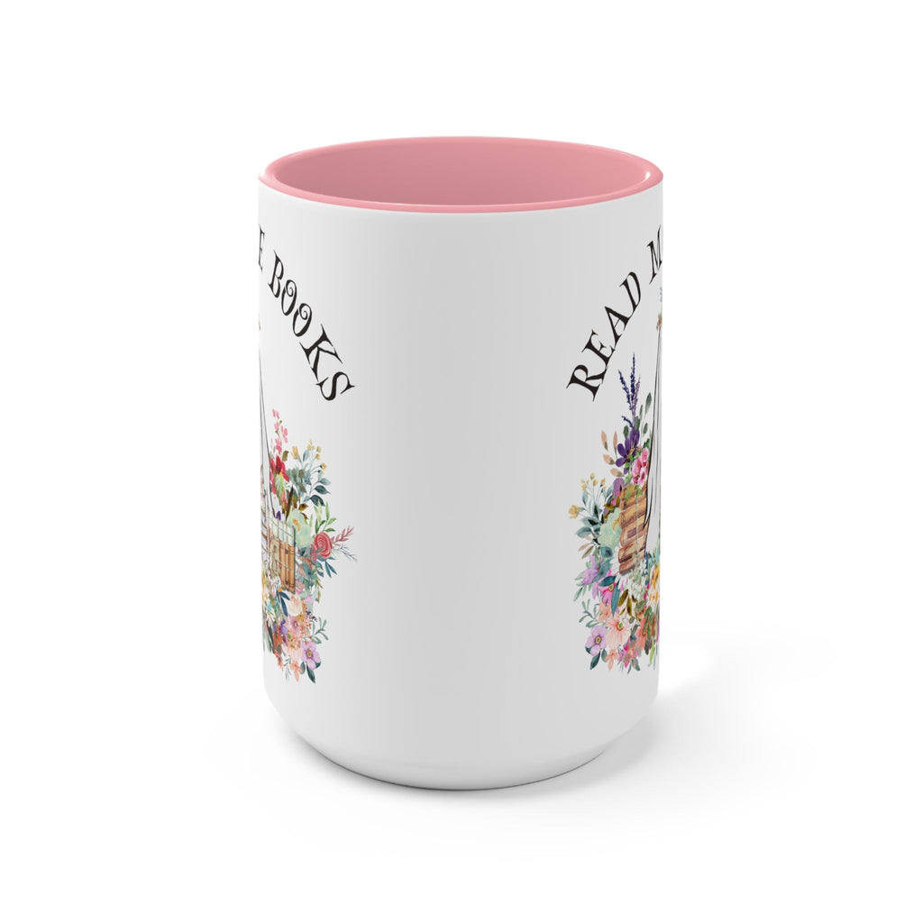 Coffee Mug for Librarian: Read More Books | 15 Oz Coffee Mug with Floral Ghost