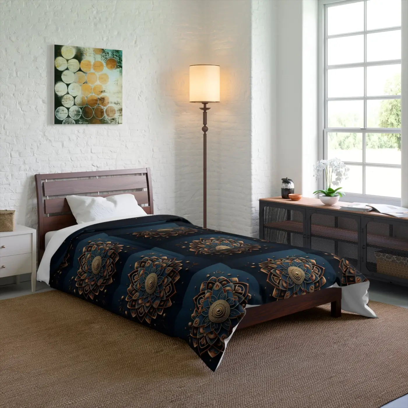 Cozy Geometric Pattern Comforter - Mandal Design - DipaliZ