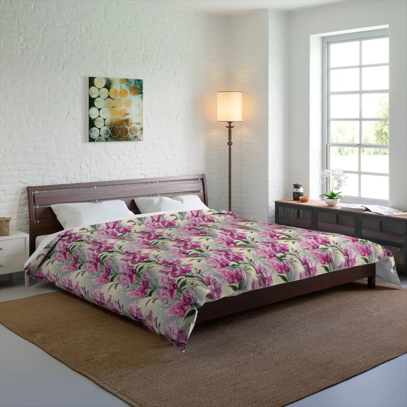 Cozy Pink Flowers Pattern Comforter - Soft Bedding - DipaliZ