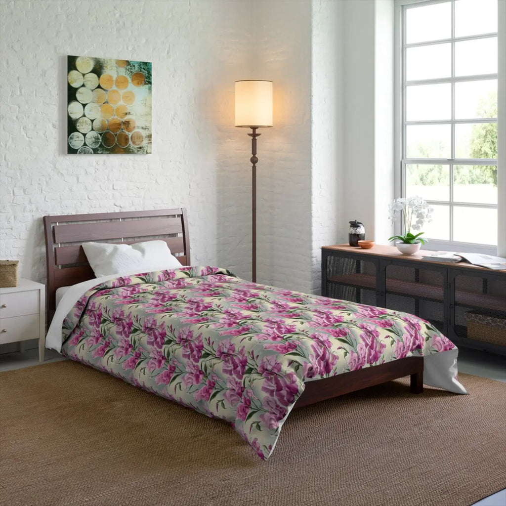 Cozy Pink Flowers Pattern Comforter - Soft Bedding - DipaliZ