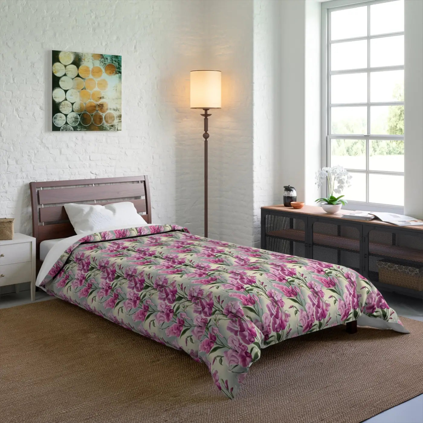 Cozy Pink Flowers Pattern Comforter - Soft Bedding - DipaliZ