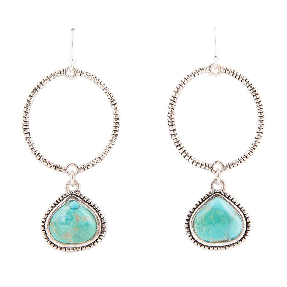 Corinth Blue Turquoise Charms Sterling Silver Earrings