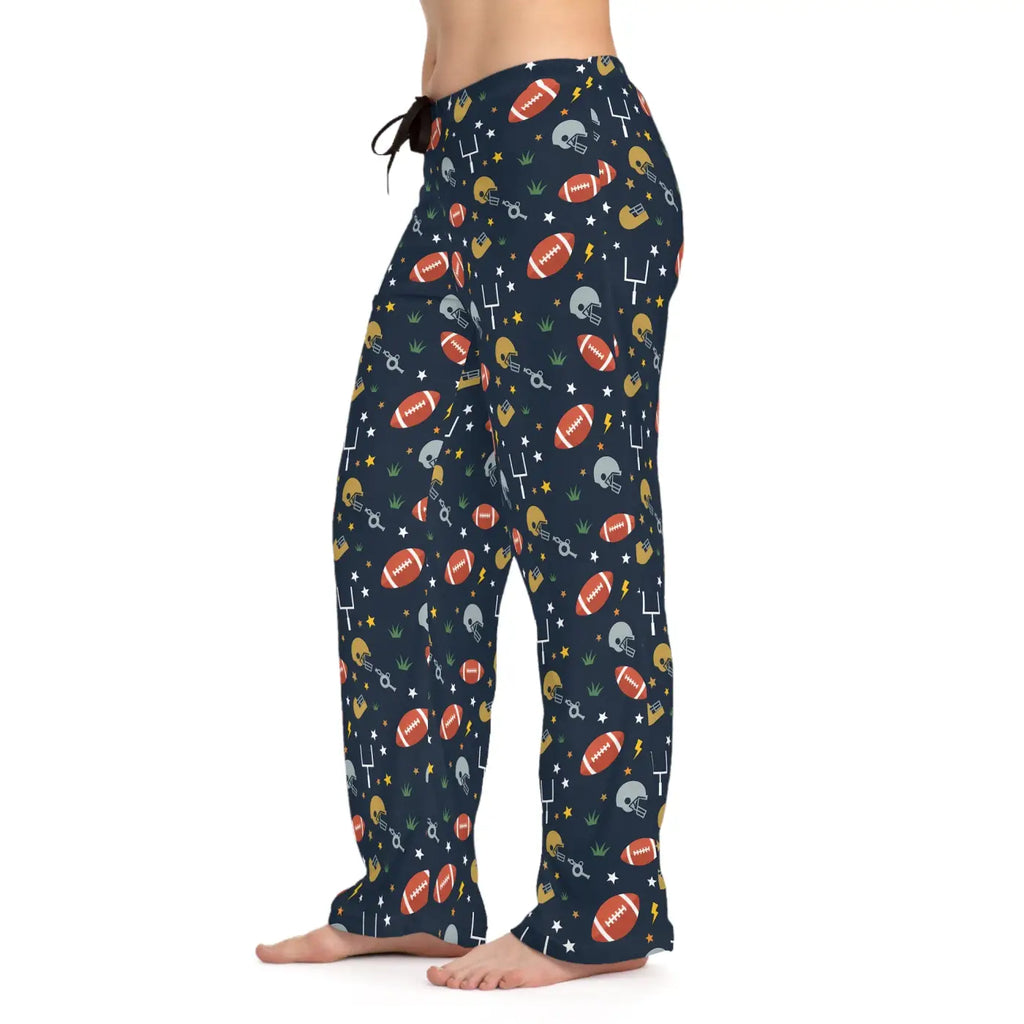 Cozy Women's Pajama Pants with Football Pattern - Perfect for Game Day!