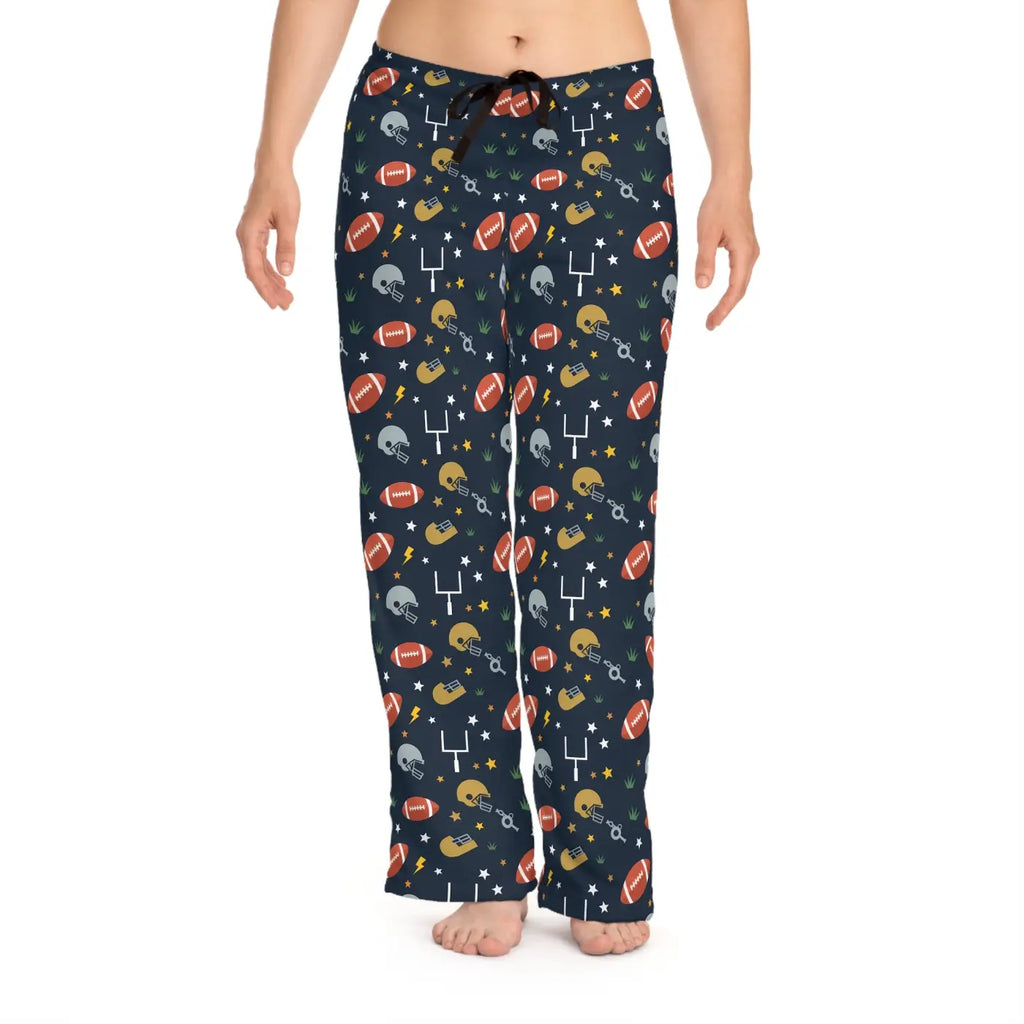 Cozy Women's Pajama Pants with Football Pattern - Perfect for Game Day!