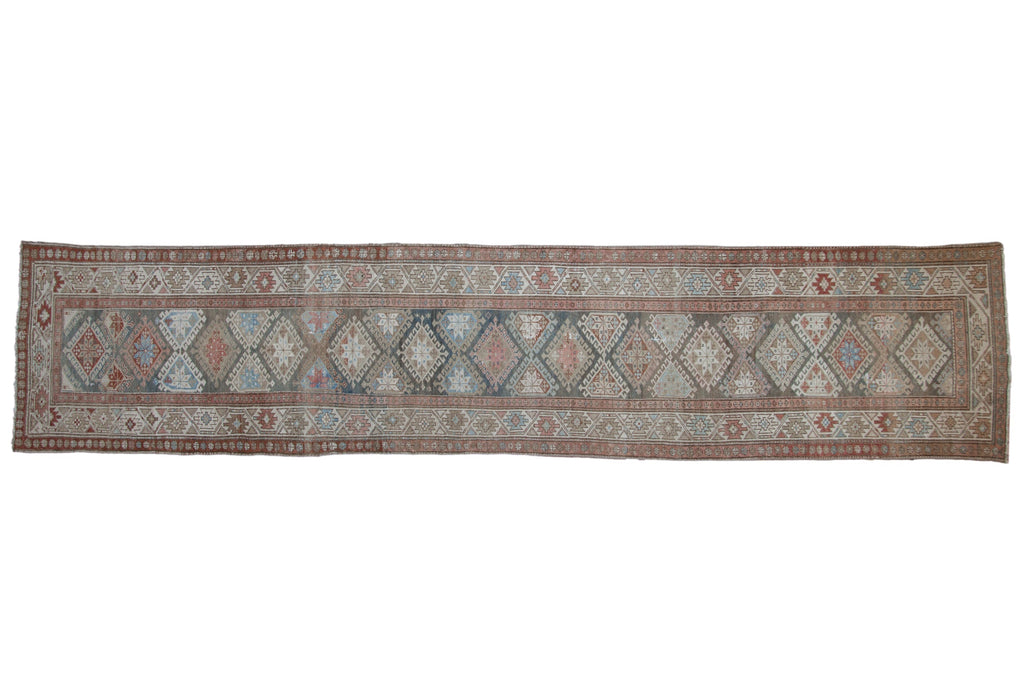 3.5x15.5 Vintage Distressed Hamadan Rug Runner