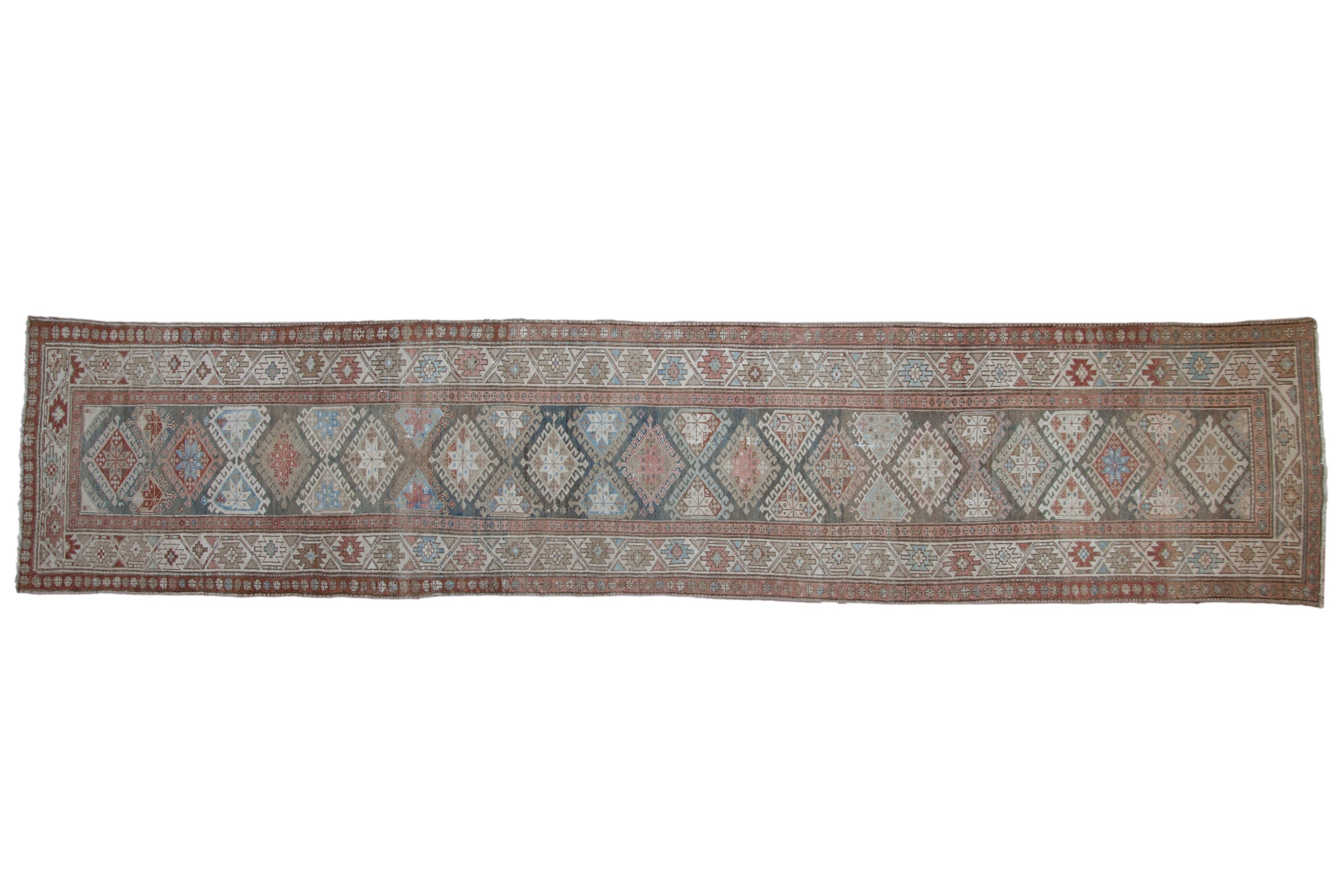 3.5x15.5 Vintage Distressed Hamadan Rug Runner