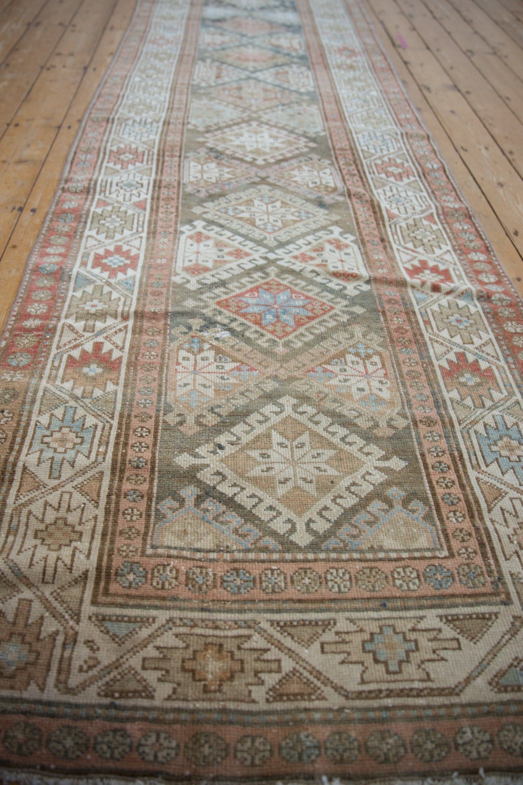 3.5x15.5 Vintage Distressed Hamadan Rug Runner