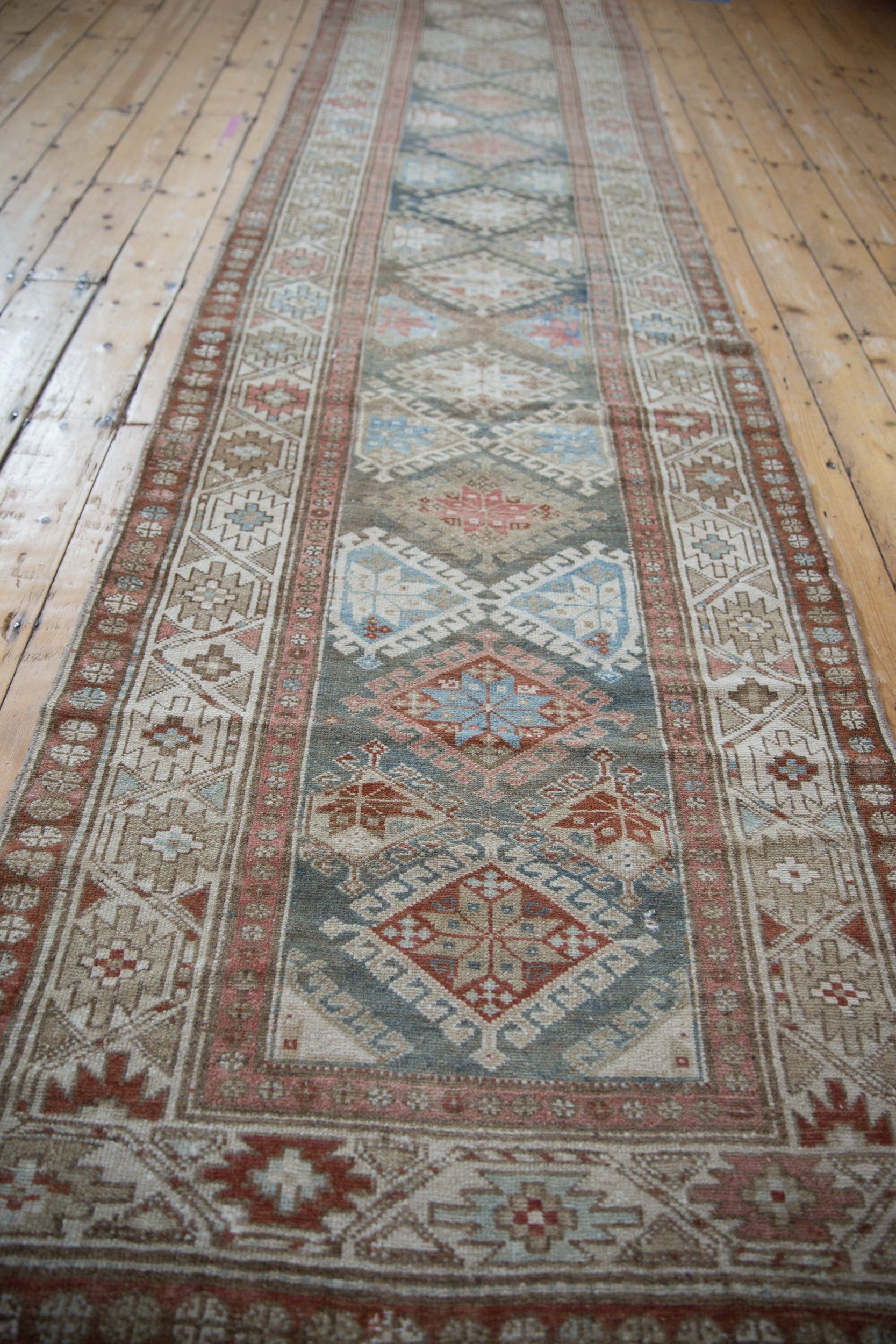 3.5x15.5 Vintage Distressed Hamadan Rug Runner
