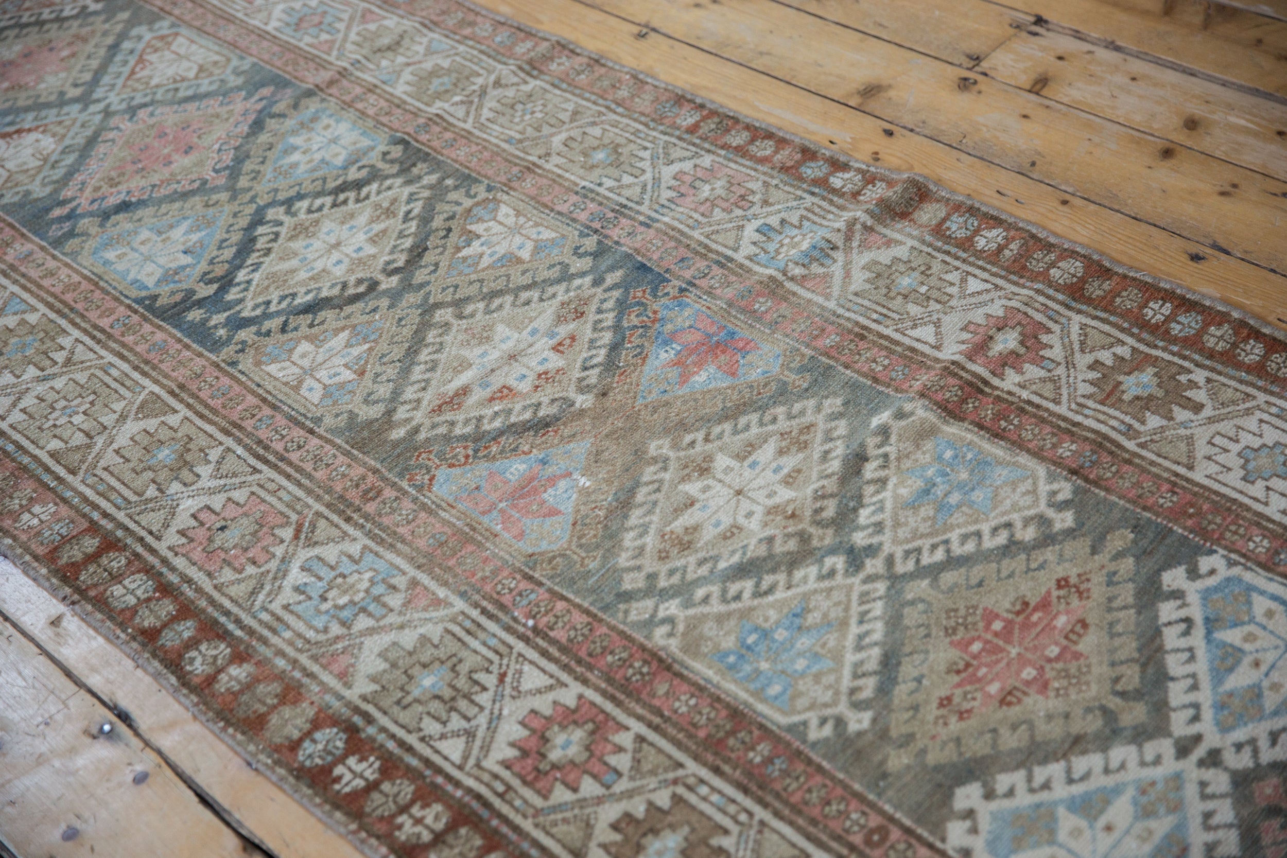 3.5x15.5 Vintage Distressed Hamadan Rug Runner