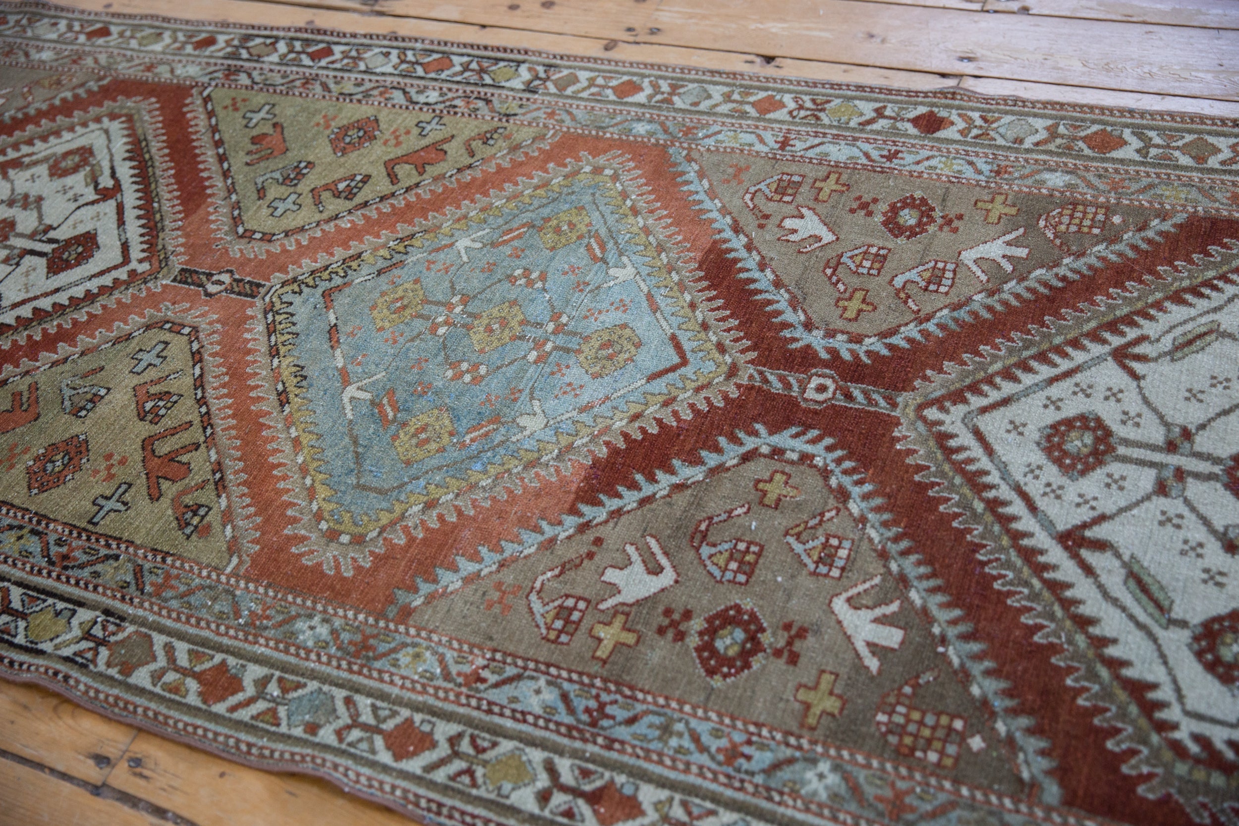3.5x13 Vintage Distressed Malayer Rug Runner
