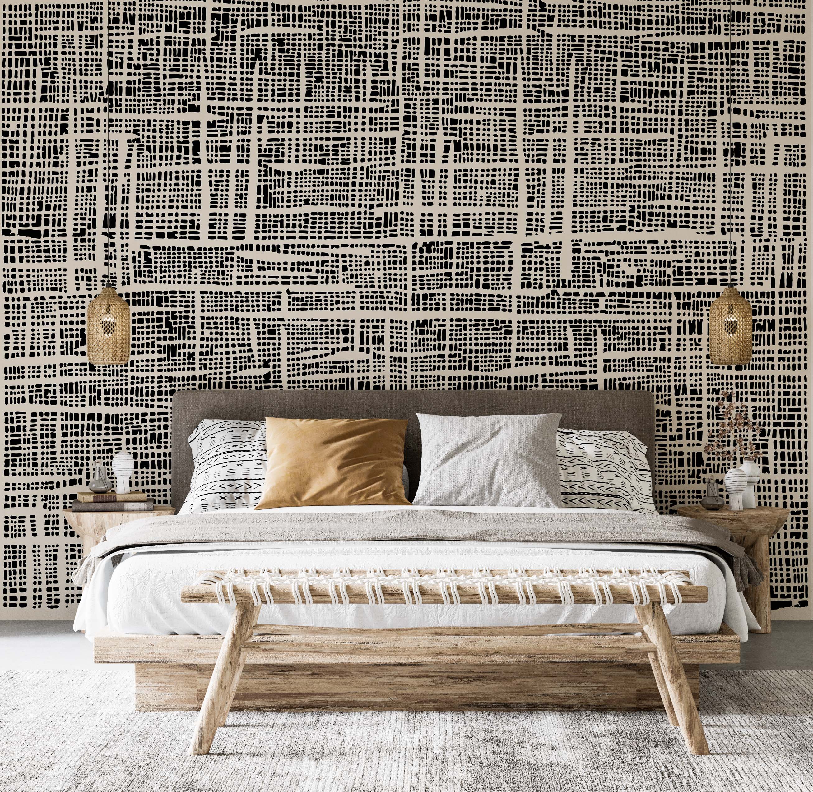 Black and beige Plaid wallpaper | Kitchen + Metal