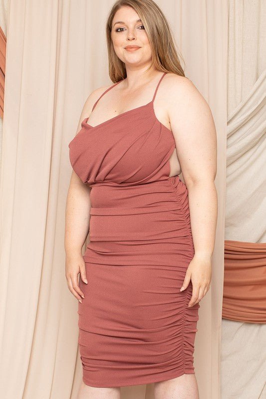 CRISS CROSS OPEN BACK PLUS SIZE MINI DRESS