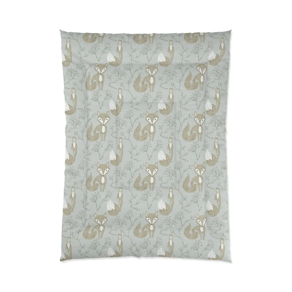 Eco-Friendly Teal Comforter - Cute Fox Polyester - DipaliZ