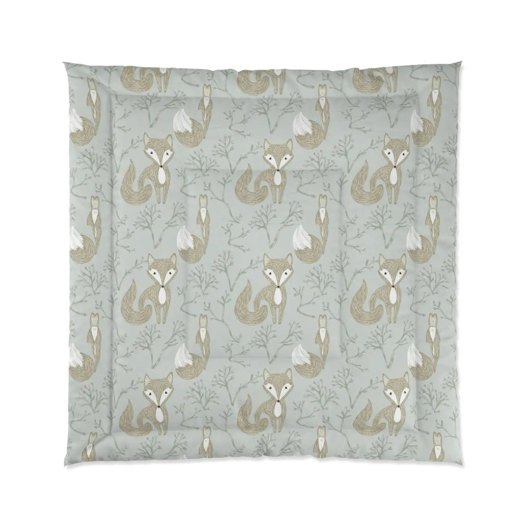Eco-Friendly Teal Comforter - Cute Fox Polyester - DipaliZ