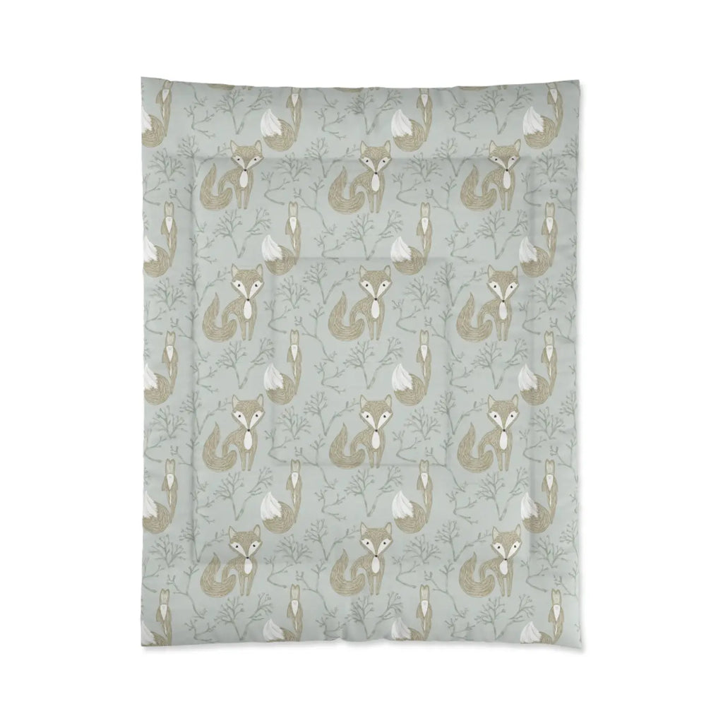 Eco-Friendly Teal Comforter - Cute Fox Polyester - DipaliZ
