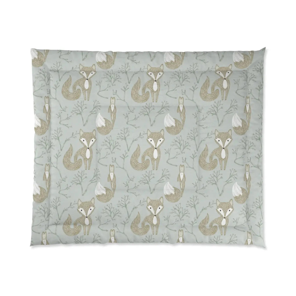 Eco-Friendly Teal Comforter - Cute Fox Polyester - DipaliZ