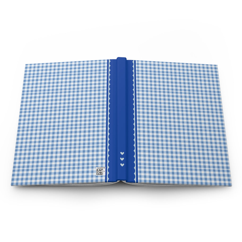 Plaid Notebook with Hearts: Blue