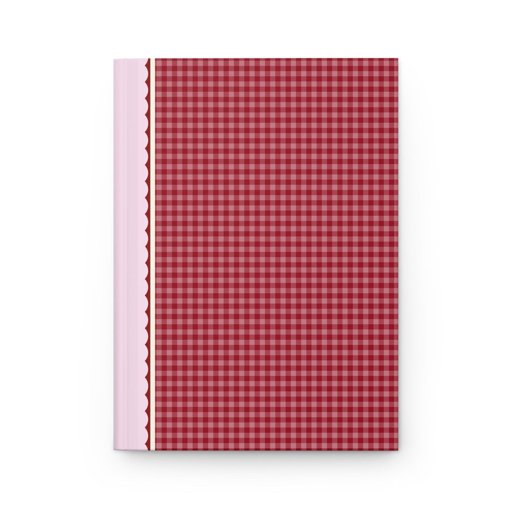 Cute Plaid Notebook with Hearts: Red