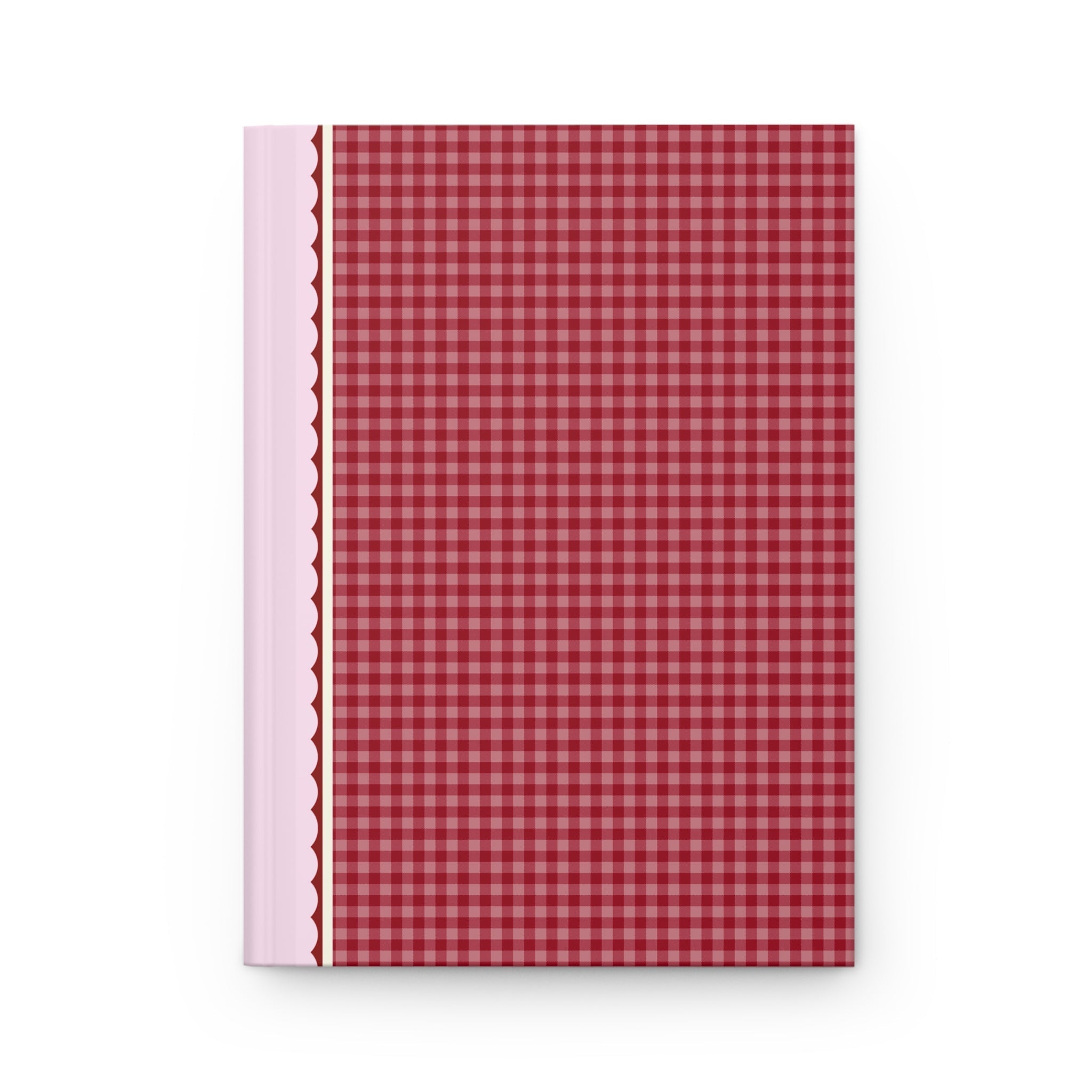 Cute Plaid Notebook with Hearts: Red